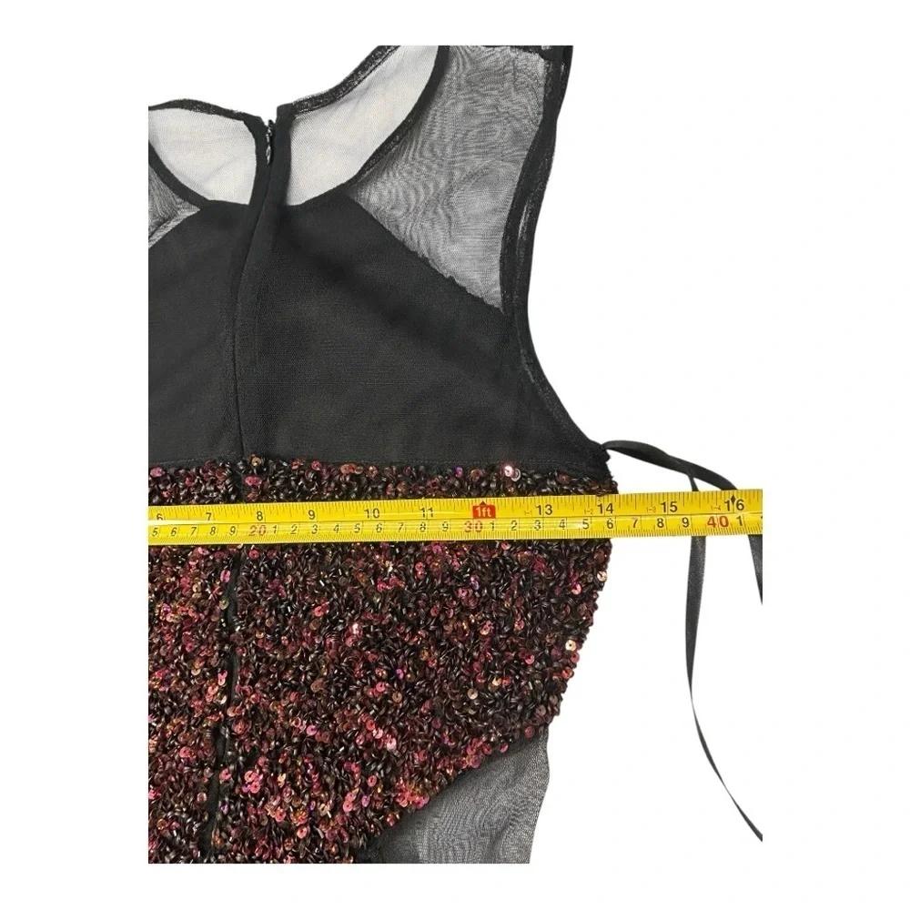 Parker Women’s Burgundy and Black Stretchy Sequin Mini Dress Size 2 new no tags - Picture 10 of 15